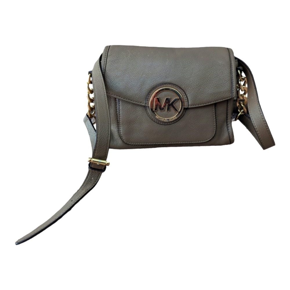 Michael Kors tan crossbody with metal and leather chain